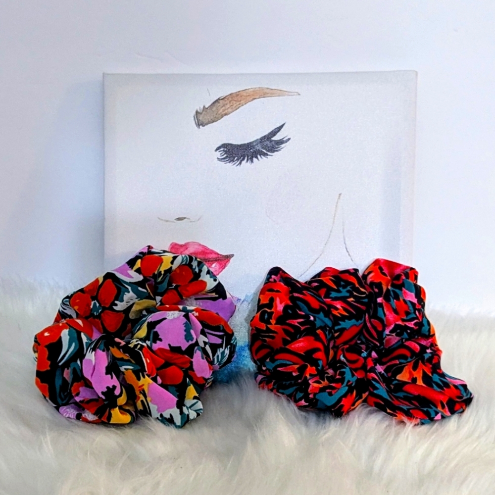 Hair Scrunchie Large Boho Floral Graphic Print